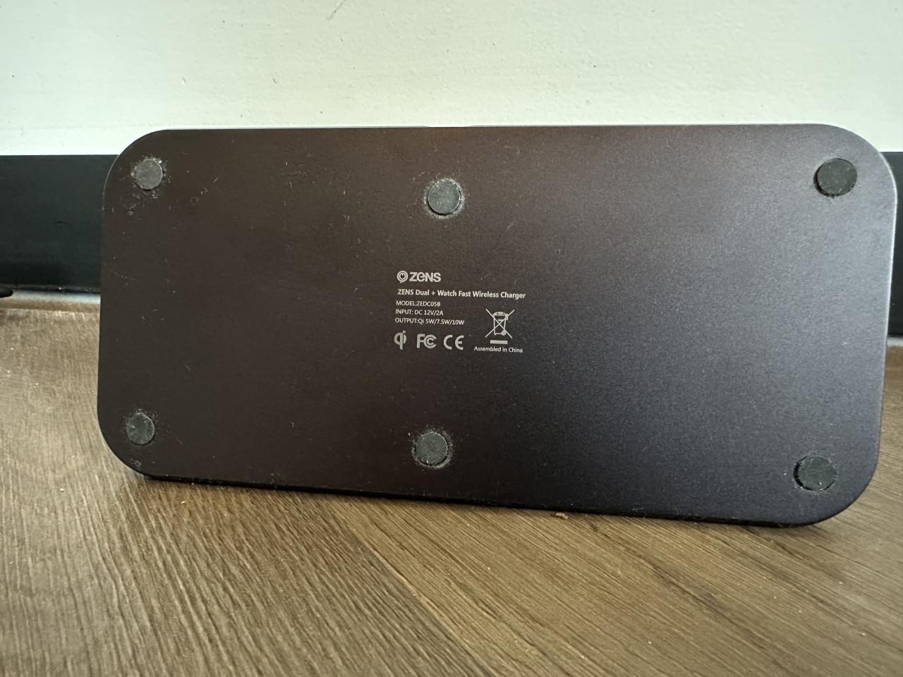Zens Dual+Watch Aluminium Draadloze Oplader, Zwart