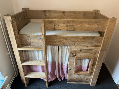 Hoogslapers halfhoogslapers JORG Steigerhout peuter/ kleuter/ junior bed