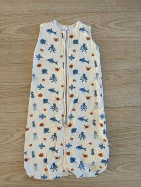 Dunne witte slaapzak Bambino met zeediertjes maat 68-80 cm