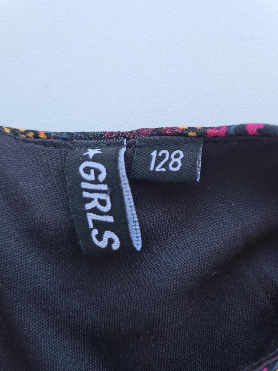 Bloemetjes jurkje met roezel van Girls Maat 128