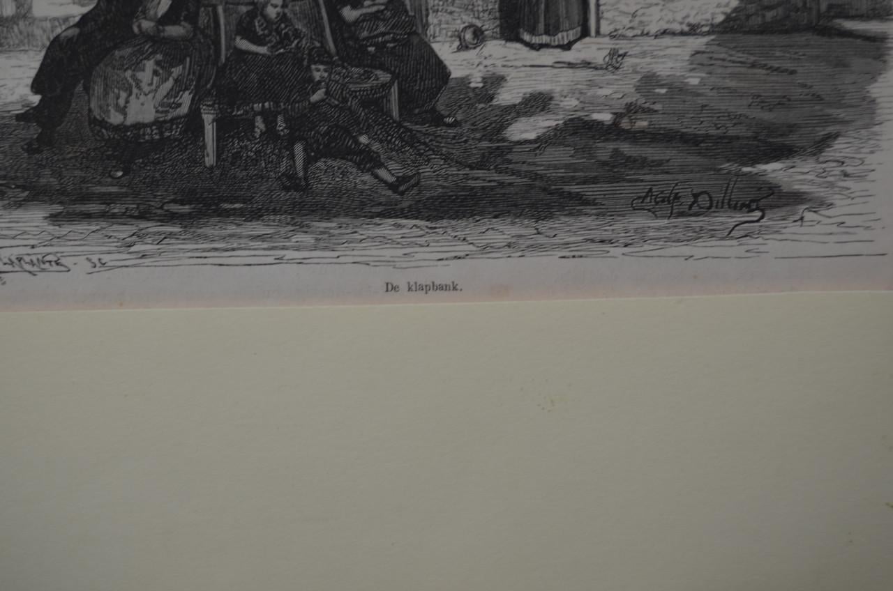 Kleine ets getiteld 'de Klapbank' Laplante ca. 1870