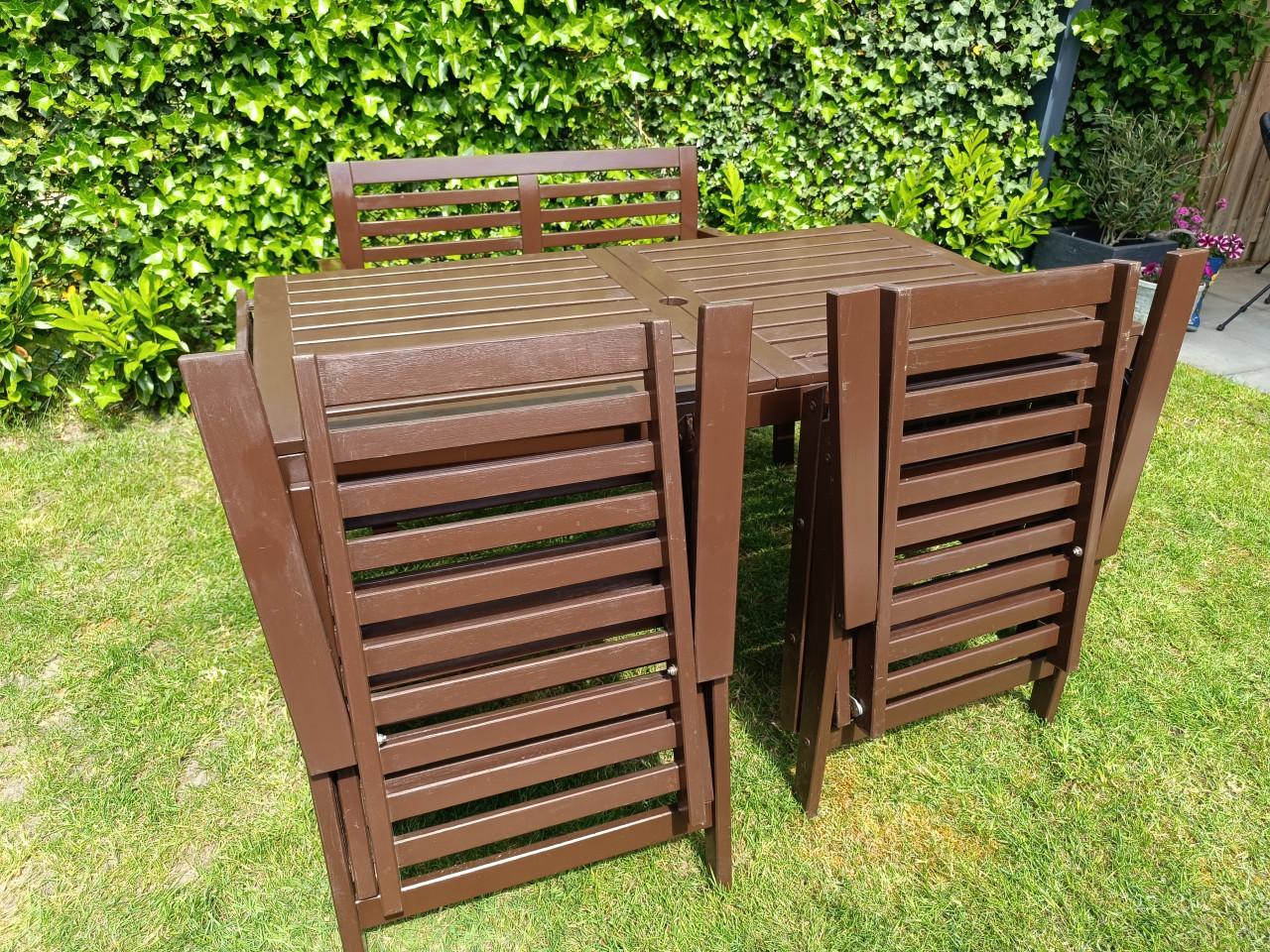 IKEA APPLARO tuinset te koop – bruin gebeitst massief hout