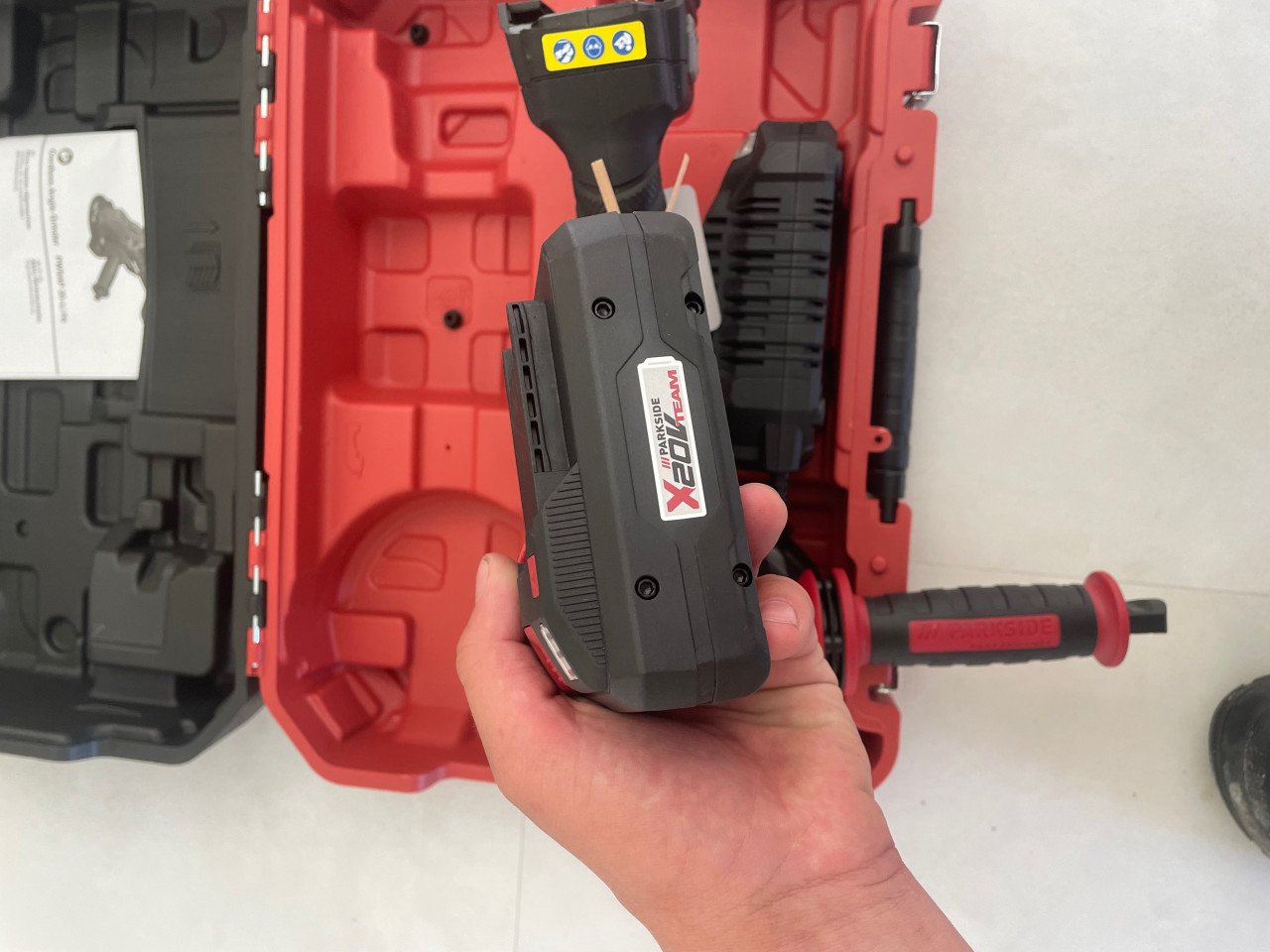 Parkside Performance slijptol met lader en 4ah accu
