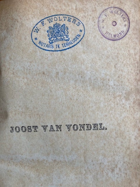 Joost van Vondel Deel 1 en 2 - met een voorrede van H.J. Allard (1870)