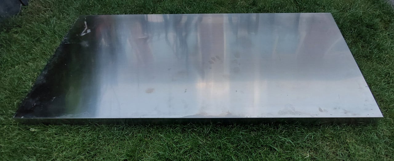 RVS Werkblad / deur 148x69x6 cm.