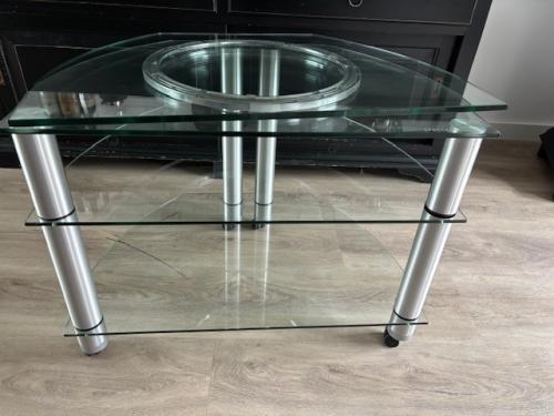 Glazen TV meubel Spectral met draaibare glasplaat