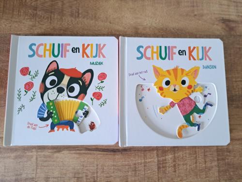 🎈kartonnen schuif en kijk boekjes muziek en dansen