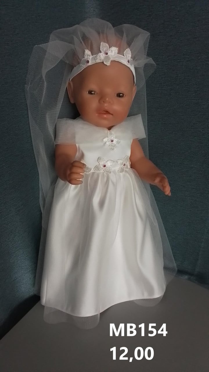 Baby born / babyborn bruidsjurk . Opbrengst KiKa. Poppenkleertjes.