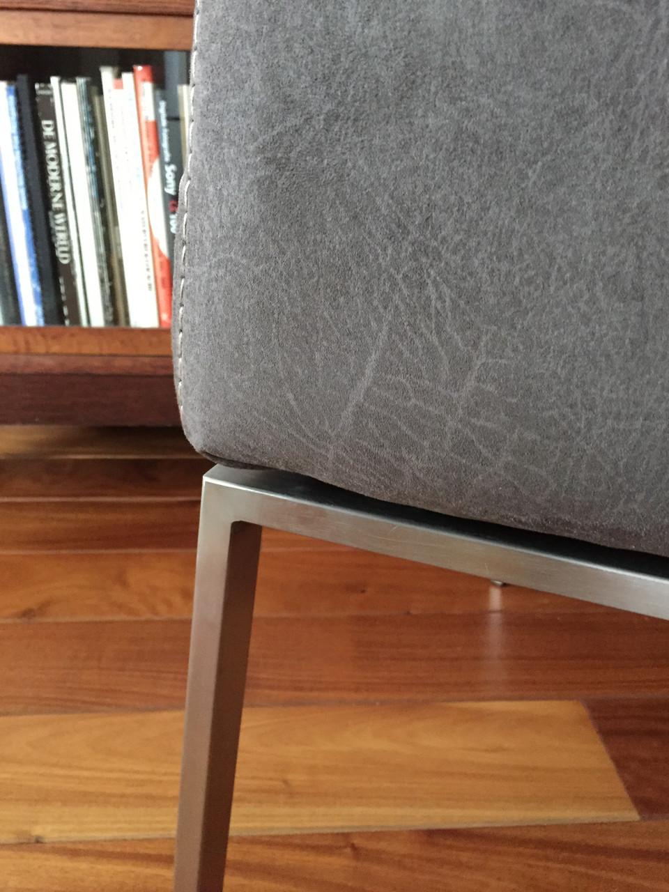Prachtige eiken kloostertafel met leren stoelen, 240x100cm