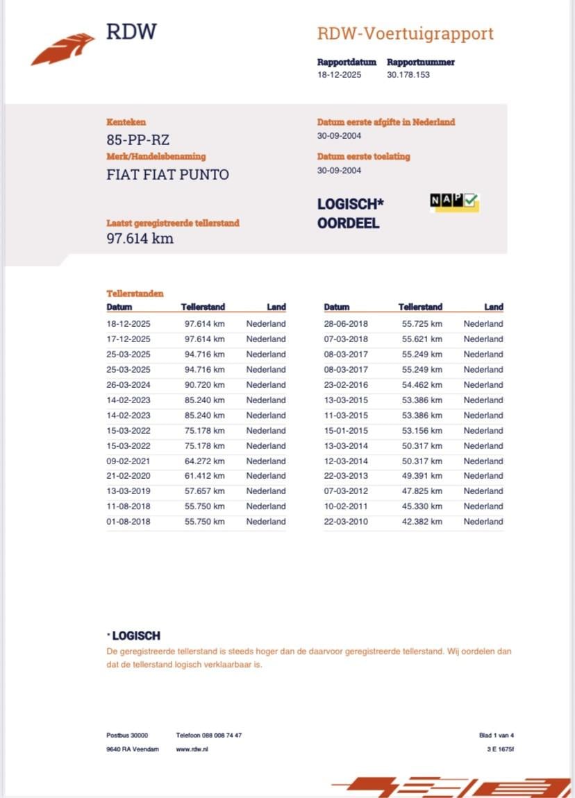 Fiat Punto 1.2 3DR 2004 Blauw | 97.614 KM NAP | NIEUWE APK!