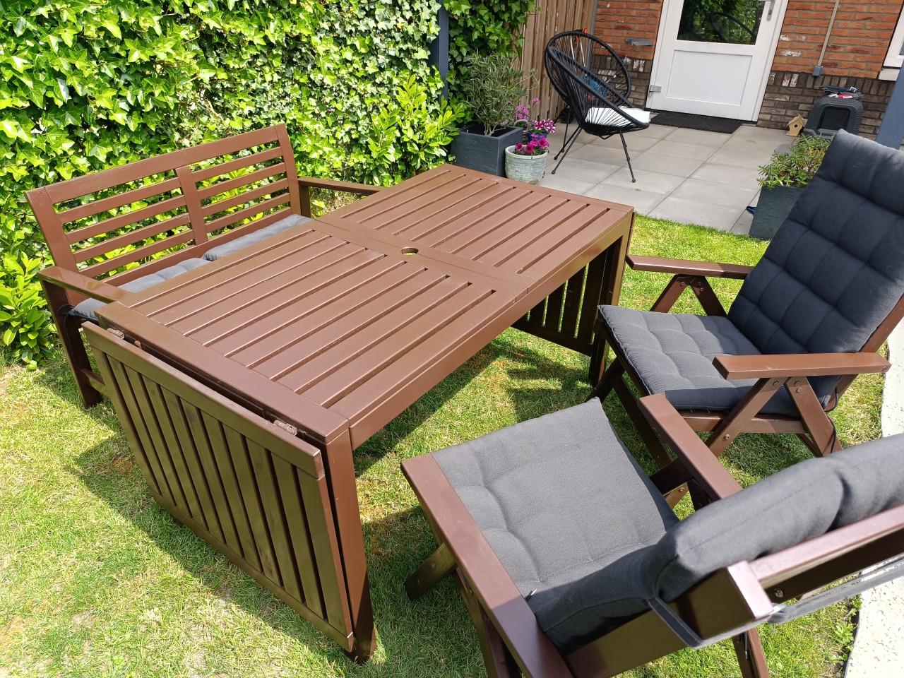 IKEA APPLARO tuinset te koop – bruin gebeitst massief hout