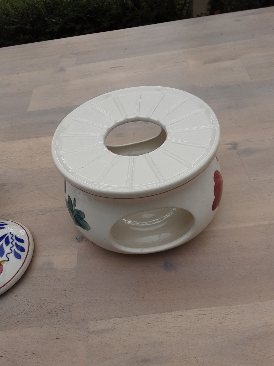 Boerenbont theepot met warmhouder