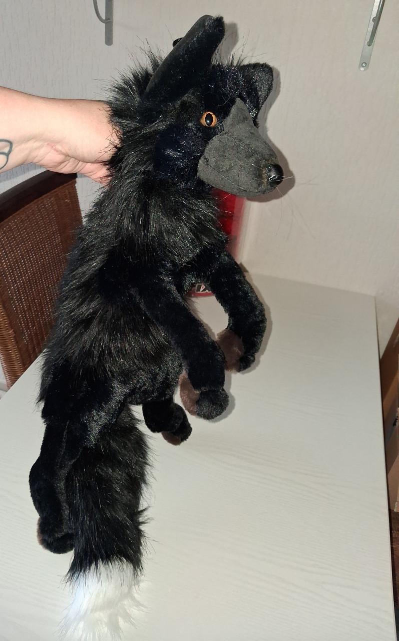 Handgemaakte zwarte vos knuffel,verzwaard