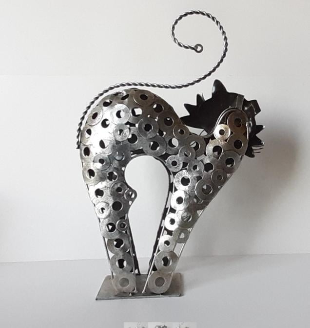 Poes, kat metalen decoratie