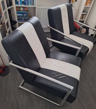 Moderne leren retro fauteuils