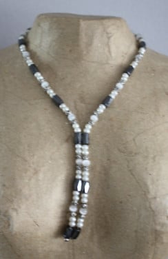 Magneet etting-armband grijs wit zilver