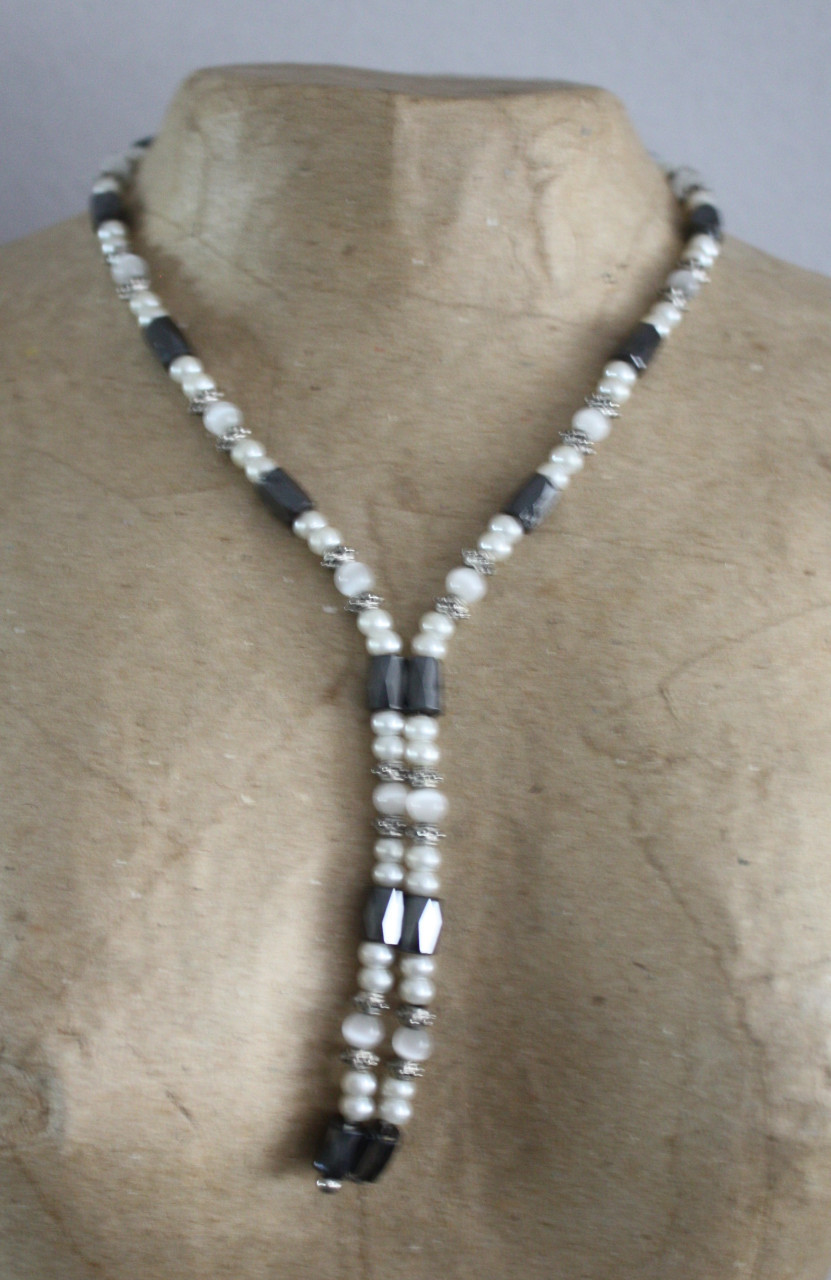 Magneet etting-armband grijs wit zilver