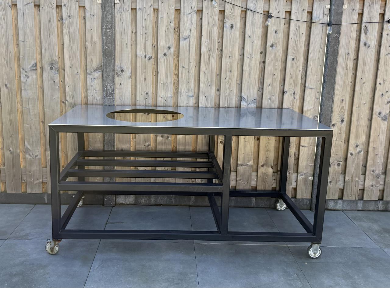 Robuust Stalen Buitenmeubel/ Werktafel voor Large Kamado.