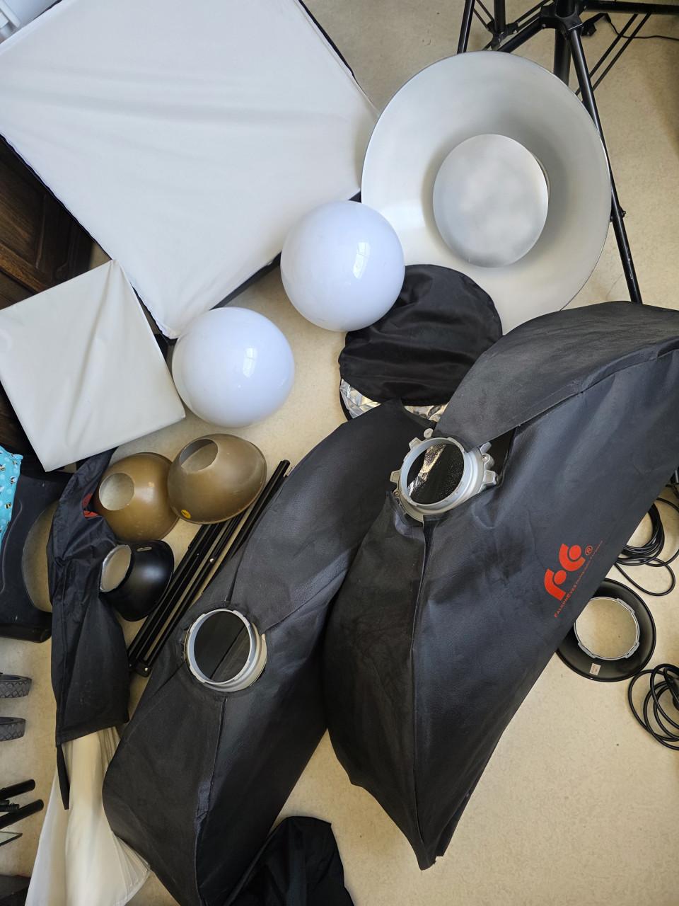 Complete studio (flits)lampen set met softboxen, beauty dish, bollamp