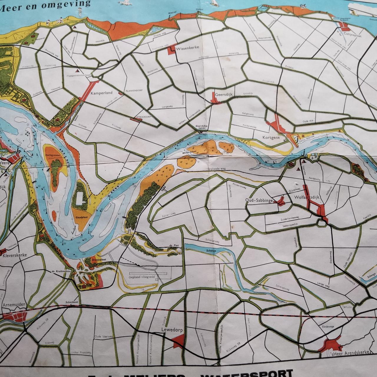 OUDE KAART VAN HET VEERSE MEER EN OMGEVING