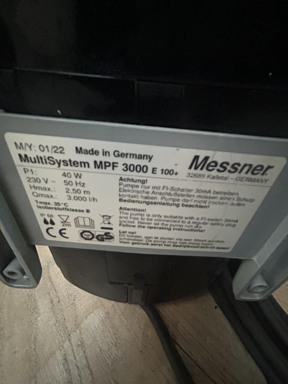 Te koop Messner multy systeem mpf 3000 sterkte en zuinige Vijverpomp