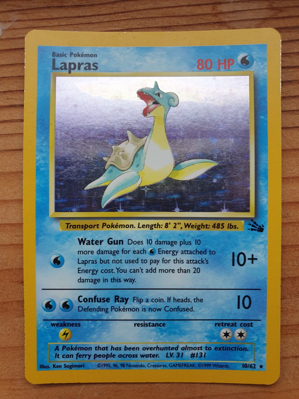 Pokemonkaart lapras fossil holo