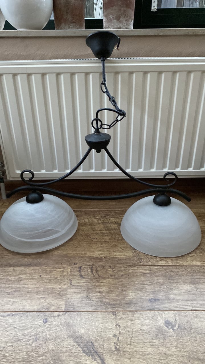 Hanglamp met 2 glazen kappen