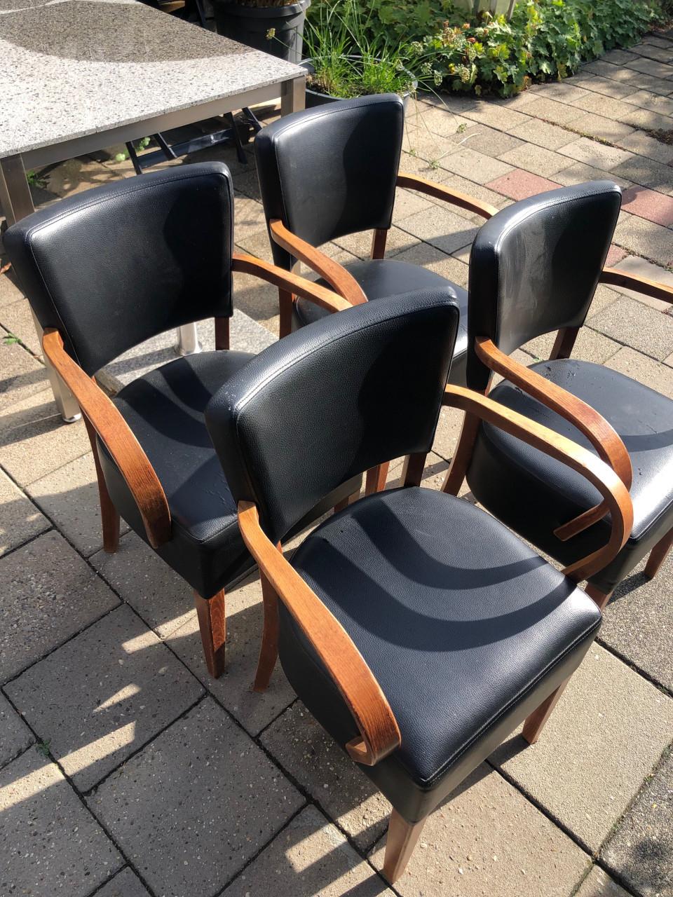 4 Vintage skai leren stoelen