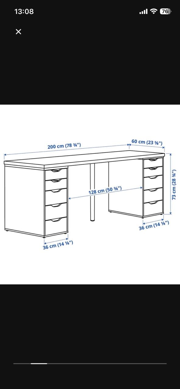 Zo goed als nieuw IKEA LAGKAPTEN WIT bureau met middenpoot