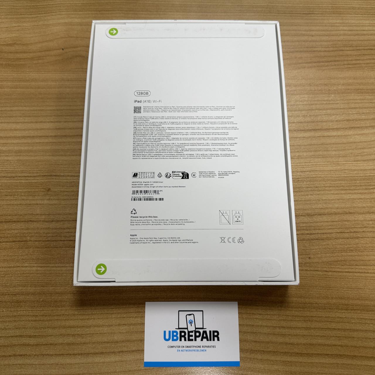 Apple iPad A16 Wi-Fi 128 GB Zilver