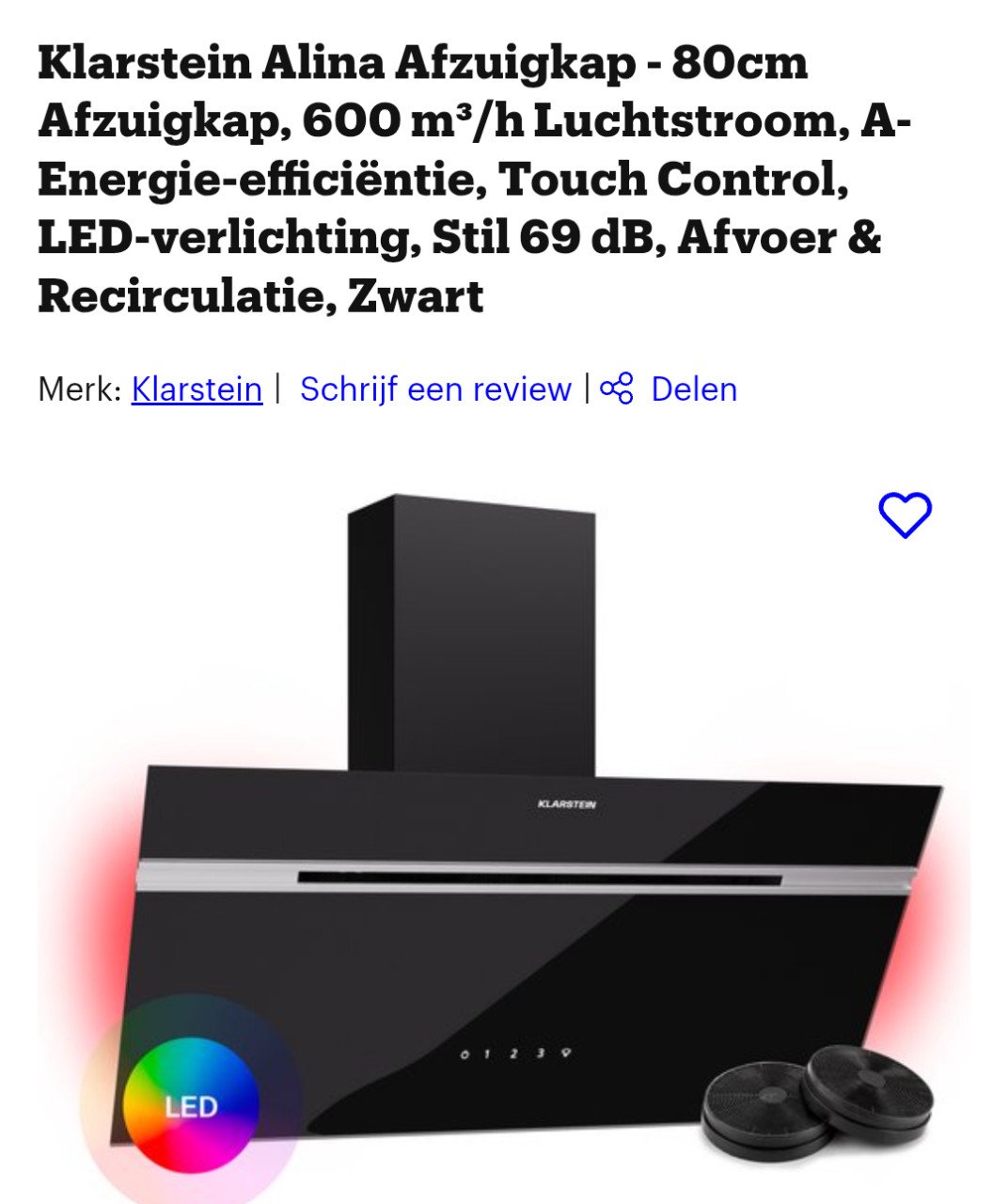 Vlakscherm afzuigkap Klarstein
