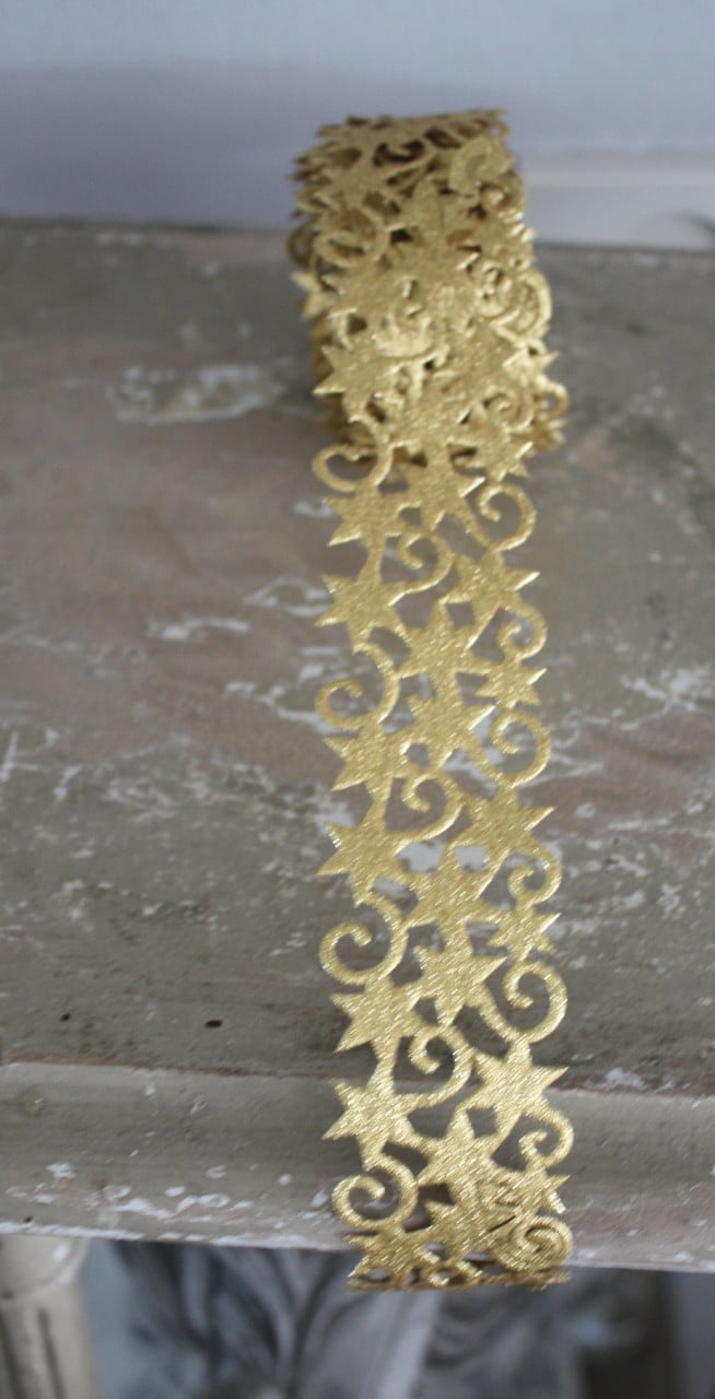 Goud kerstlint et sterren en barok print