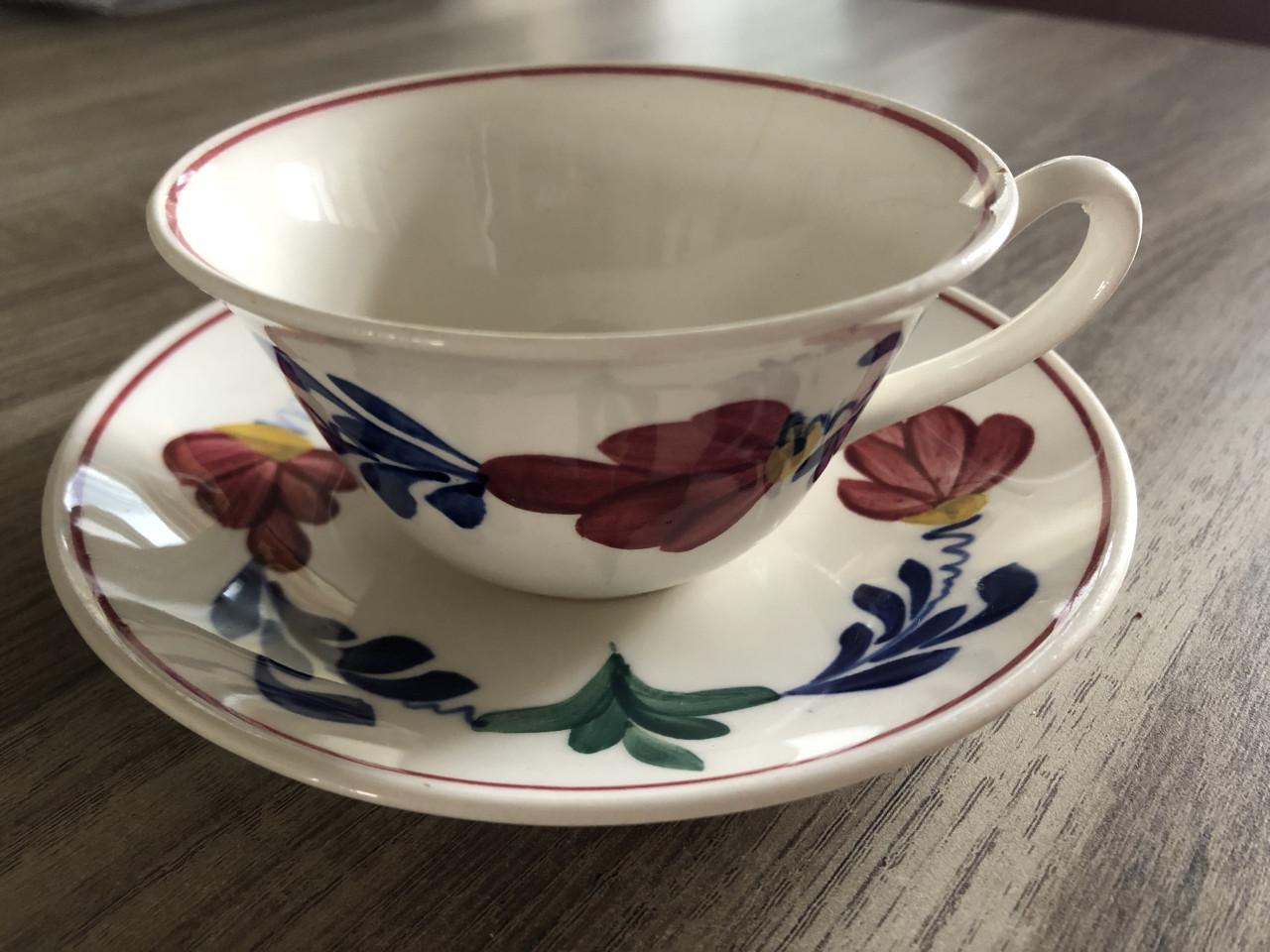 2 vintage boerenbont kop en schotels