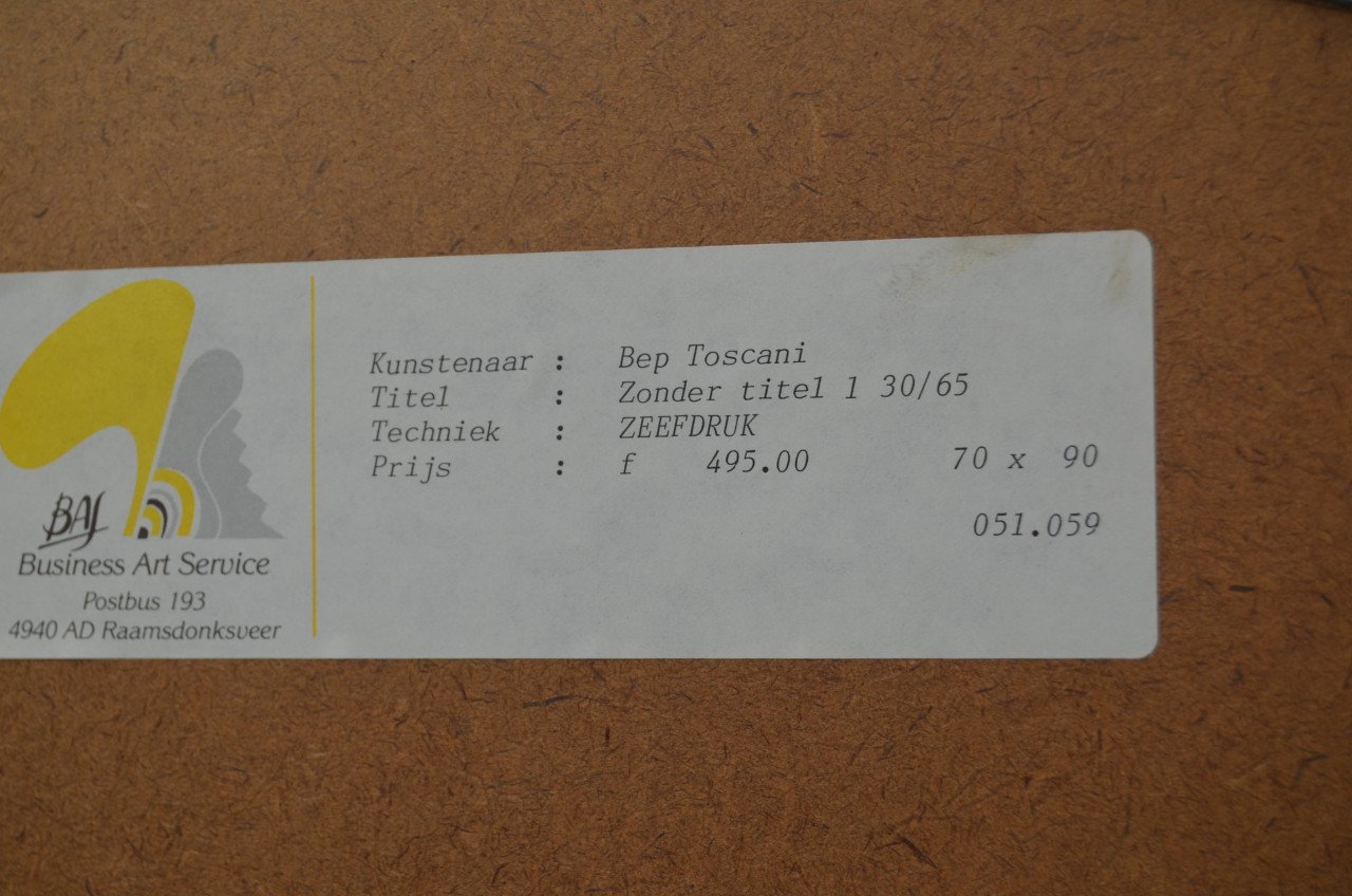 Grote zeefdruk Bep Toscani 1990 genummerd/gesigneerd (2)