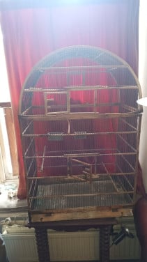 Grote houten antieke vogelkooi