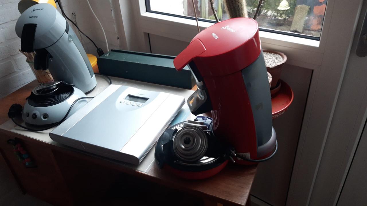 Koffiezet apparaat en weegschaal