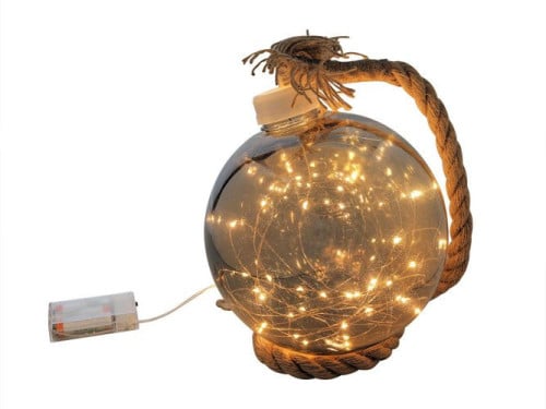 Bol met LED verlichting aan touw deco kerst