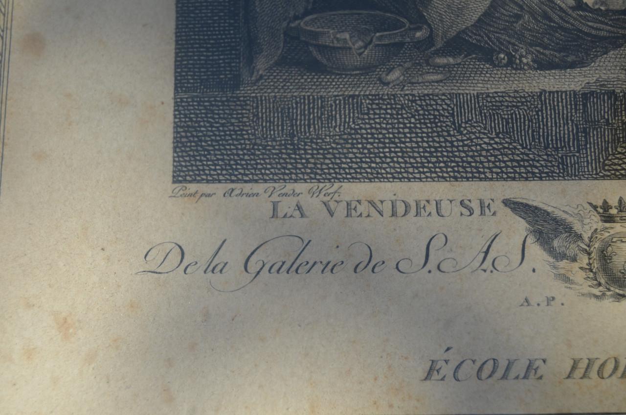 Franse gravure 'La Vendeuse de Maree' circa 1786
