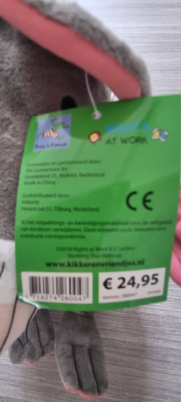 Knuffel/handpop kikker en vrienden
