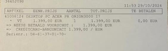 Gaming PC PREDATOR - I7 13700F - RTX 3070 - SSD - GARANTIE!!!!!