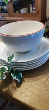 Grote witte (pasta) borden en pasta bowl / schaal