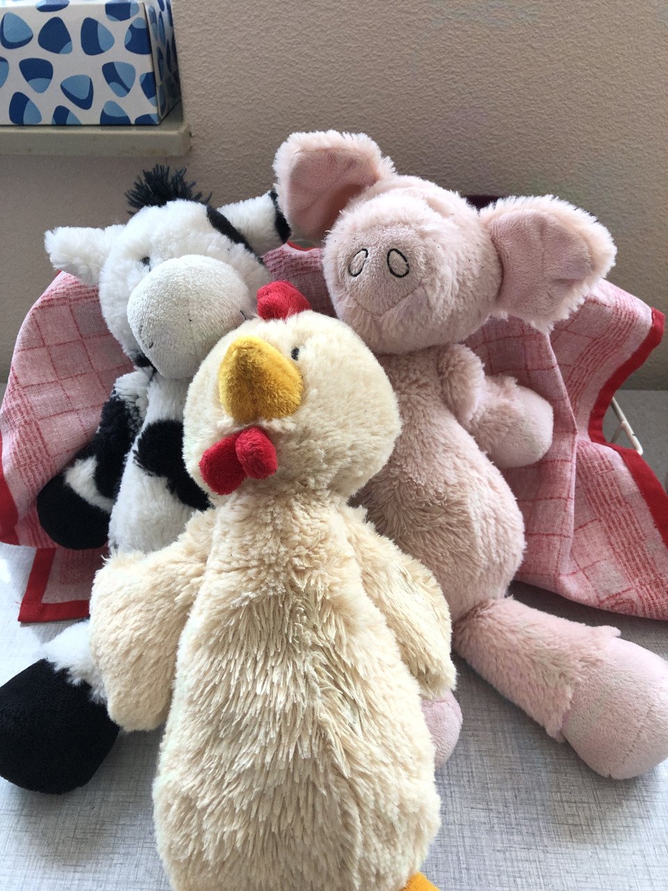 Koe, Varken, Kip, Paard, Schaap (  5  pluche dieren knuffels )