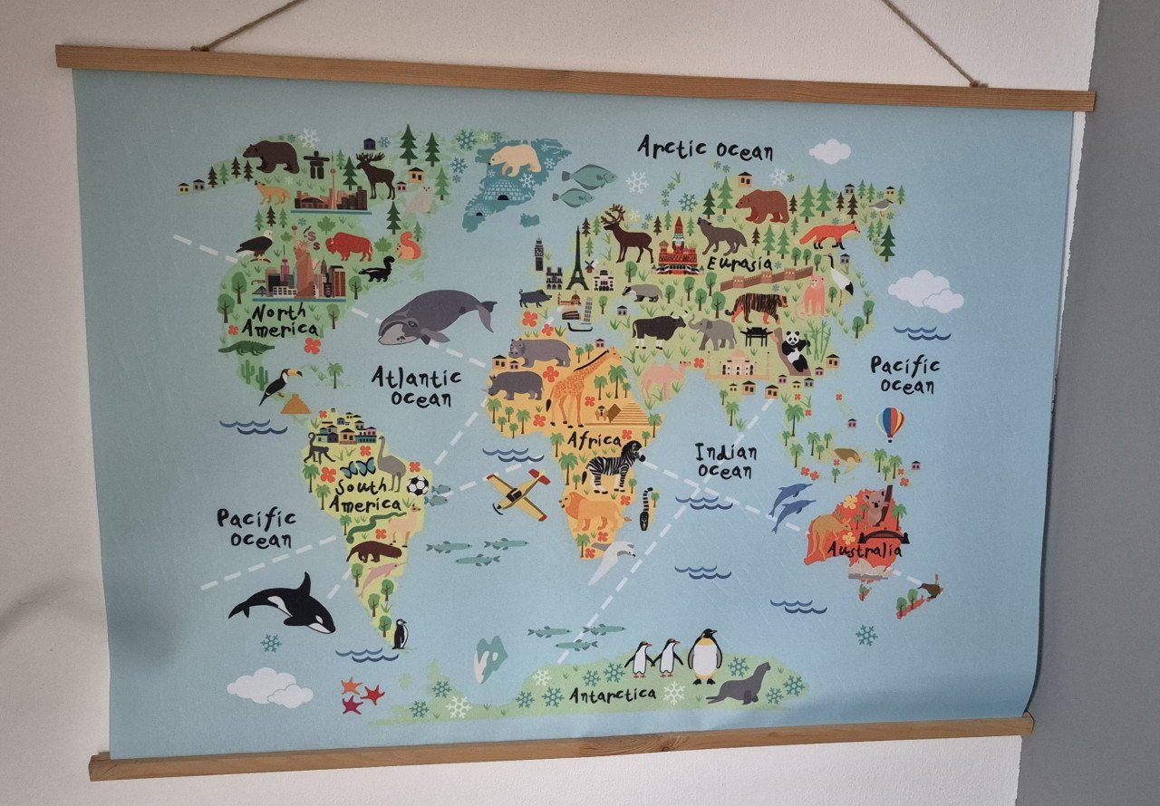 Wereldkaart voor kinderkamer