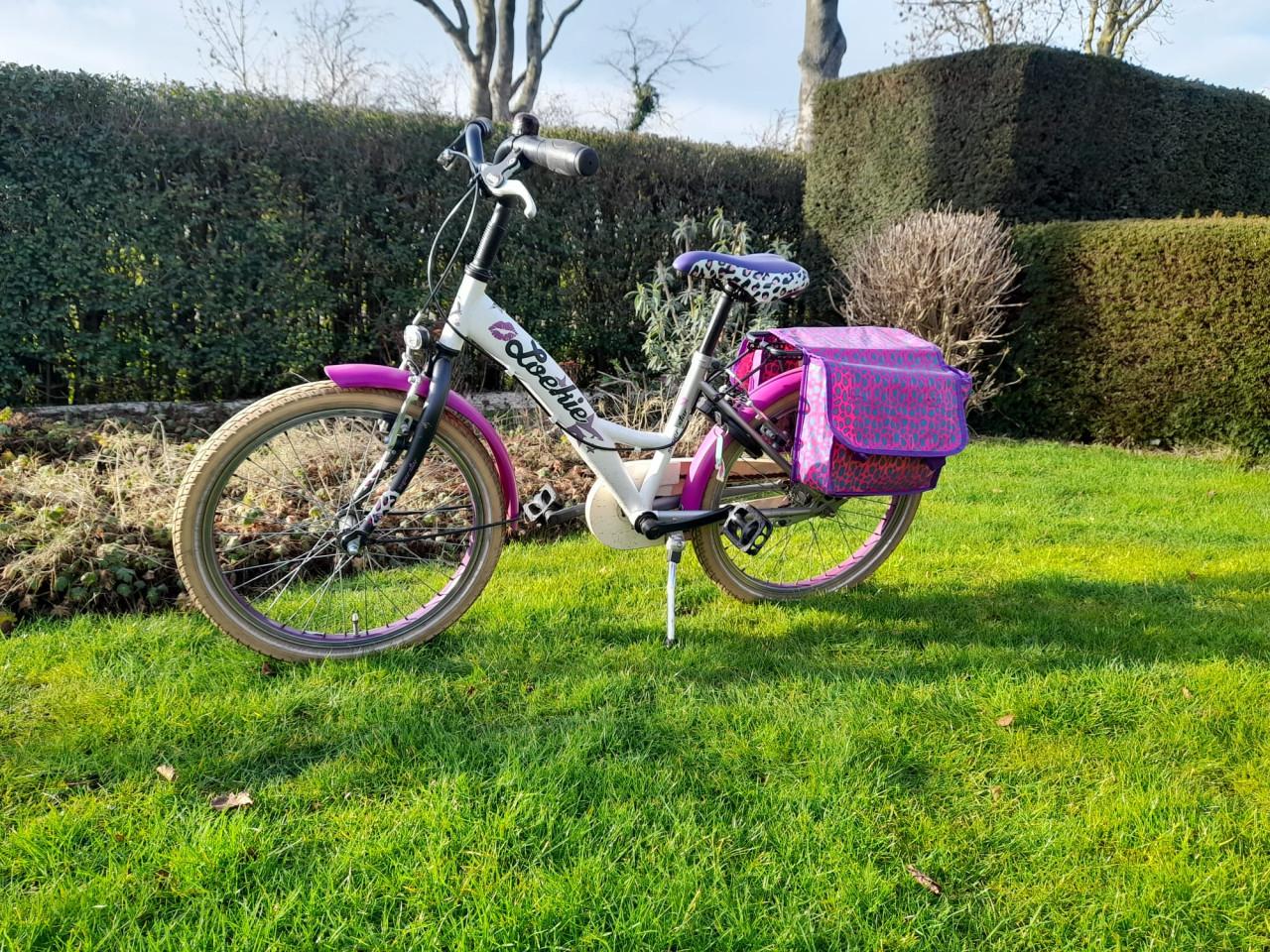 Z.g.a.n. Loekie meisjesfiets met bijpassende fietstassen (20 inch)