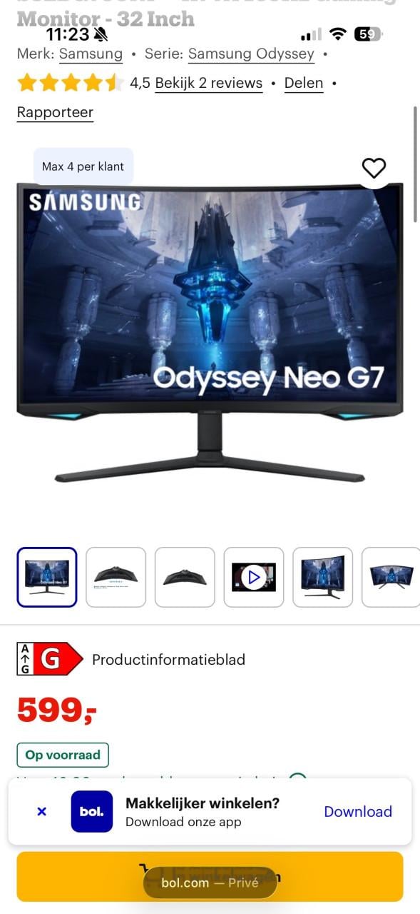 Samsung Odyssey Neo G7 Gaming Monitor 165Hz - Zo goed als ni