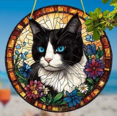 Raamhanger poes - kat ( kleurrijk )