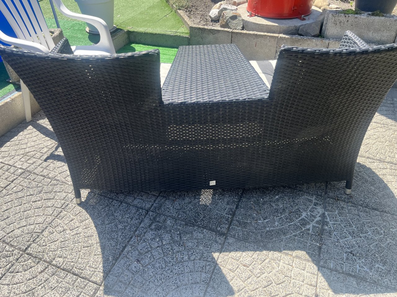 Tuinbankje met tafel, en los tafeltje kunststof  Antraciet
