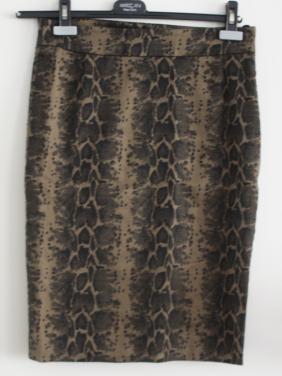 Zwart bruine slangenprint rok maat 38