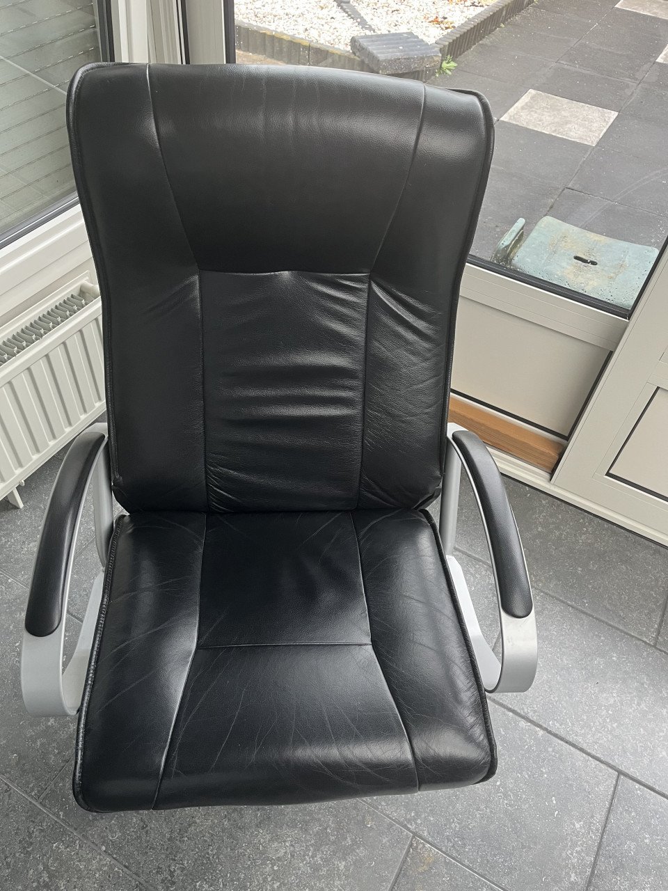 Relaxfauteuil zwart leer