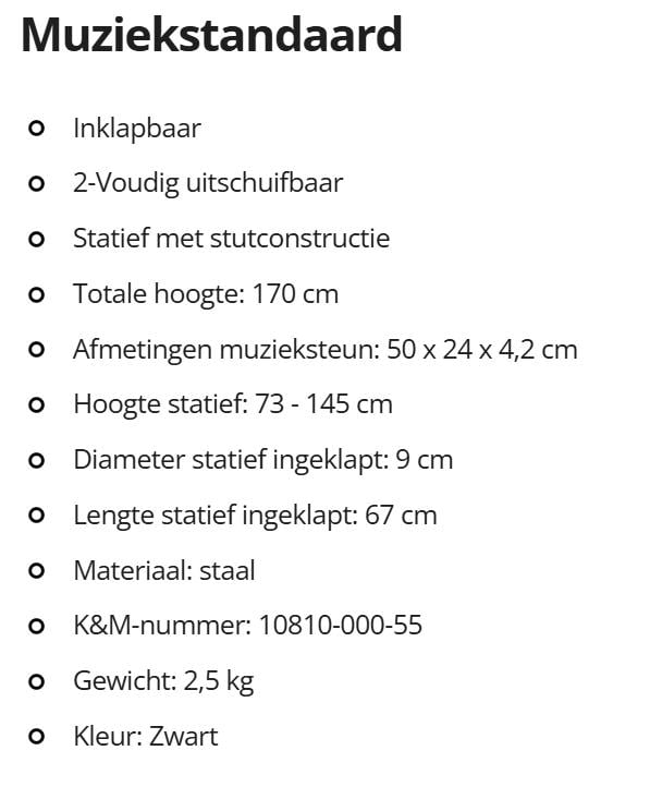 Muziekstandaard K&M zeer zwaar